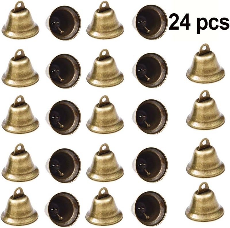 Bodosac 24PCS Bronze Jingle Bells Vintage Brass for Wedding Doors Dog Collar Jewelry Sewing Christmas Bell 1.7 X 1.5 Inches - Image 3